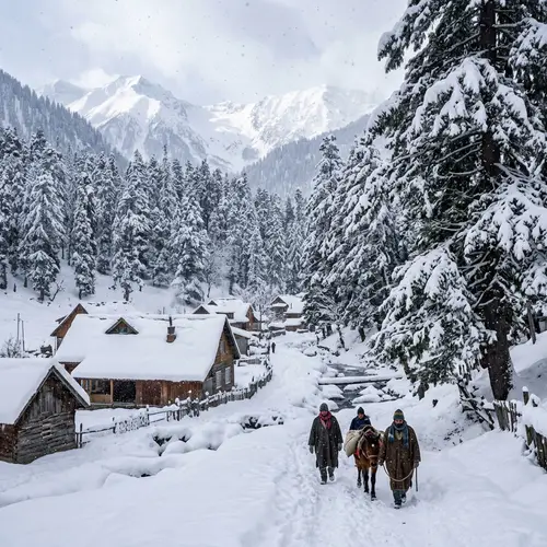 Picturesque Winter Scene in Jammu and Kashmir