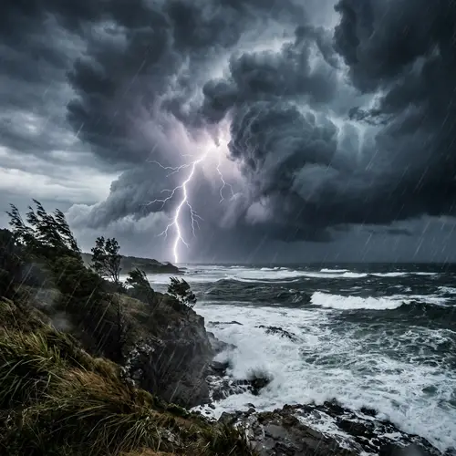 Powerful Storm with Ominous Clouds and Vivid Lightning