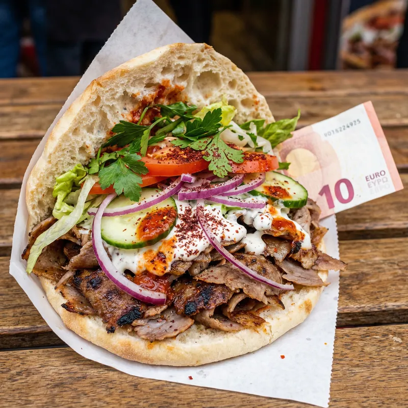 Savory €10 Kebab: Grilled Meat, Fresh Veggies & Tasty Sauces