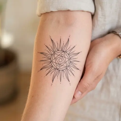 Minimalistic Tattoo Art: Elegant Sun Design