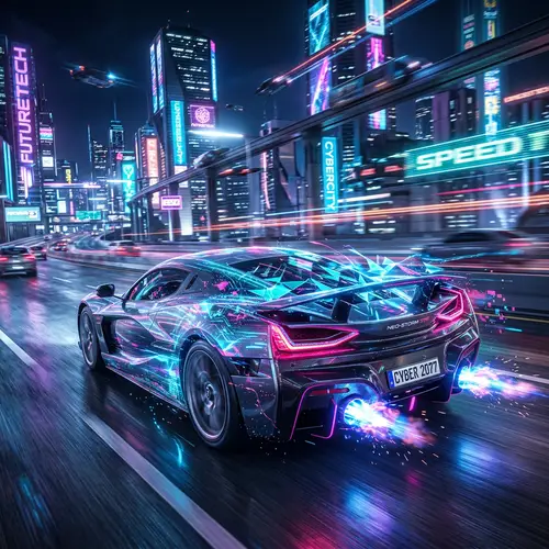 Futuristic Neon Sports Car Transformation - 4K Sci-Fi Design