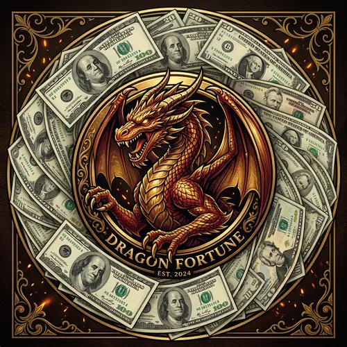 Majestic Dragon Logo surrounded by Dollar Bills