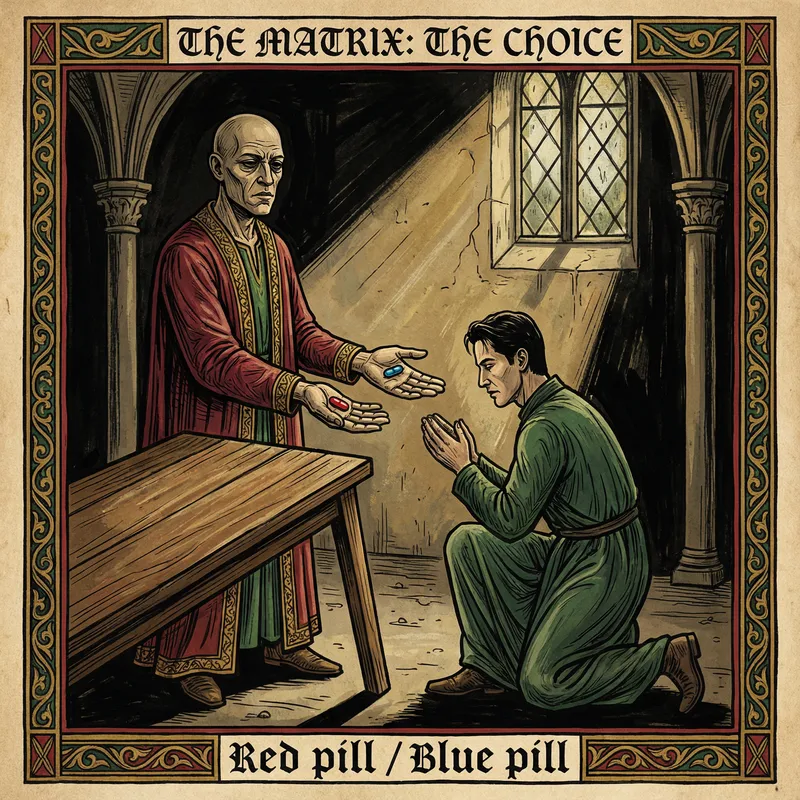 Morpheus Offers the Choice: The Matrix Scene Art