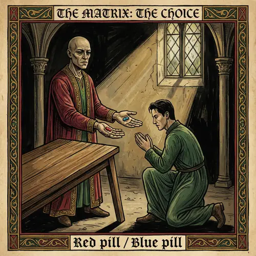 Morpheus Offers the Choice: The Matrix Scene Art