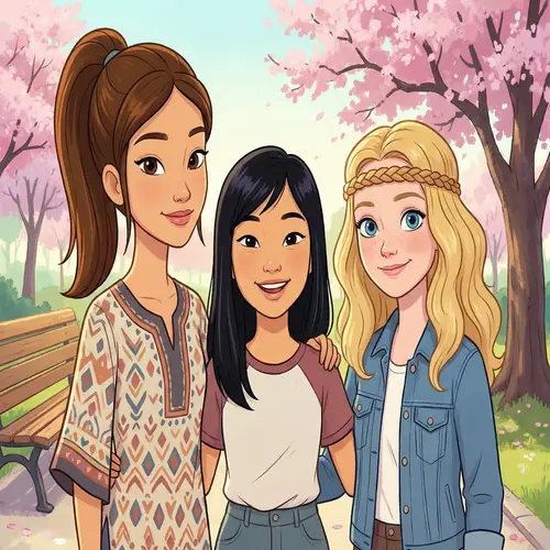 Animated Girls: Diverse Hairstyles & Features