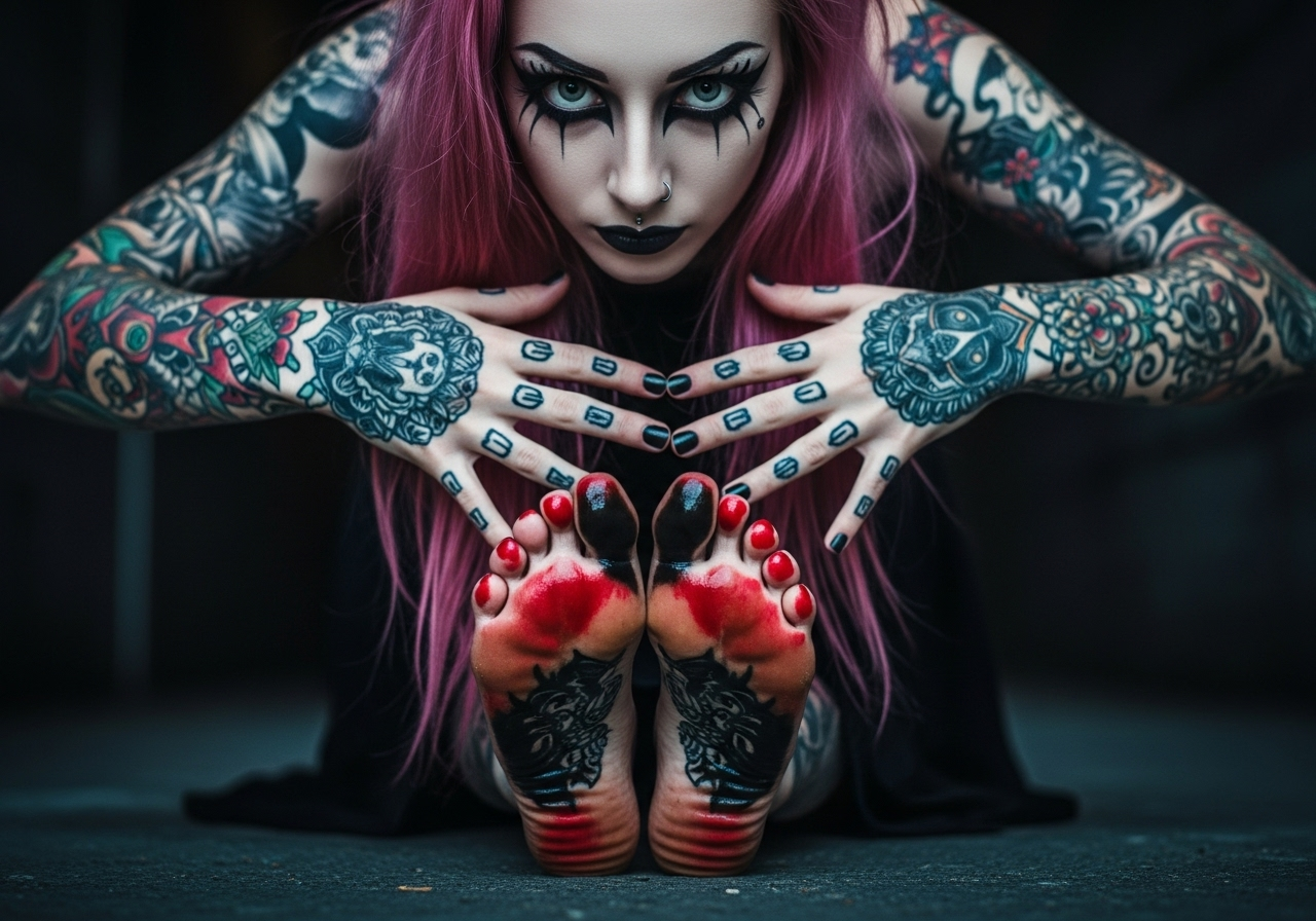 Goth Girl Style: Pink Hair, Tattoos & Oil-Slicked Beauty | AI Art ...