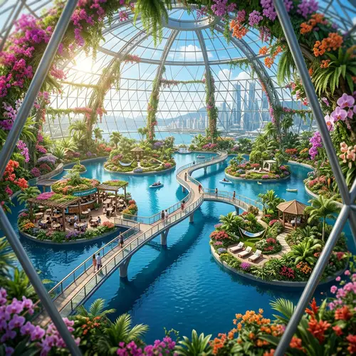 Futuristic Dome Paradise: Relaxation & Nature Fusion