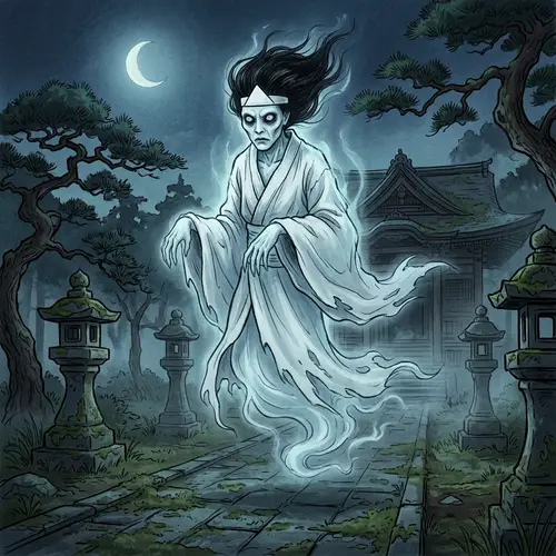 Asian Folklore Ghost Illustration | Ethereal and Menacing Phantom