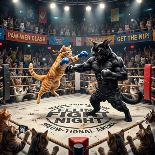 Small Cat vs Bodybuilder Cat: Epic Ring Battle
