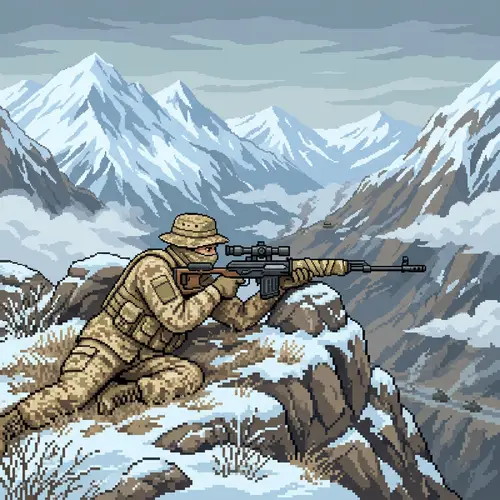 Pixel Art Sniper in Ukrainian Armed Forces Camouflage - Stealth Mission