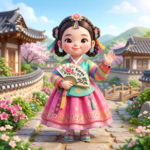 Cute 3D Korean Culture Character Illustration