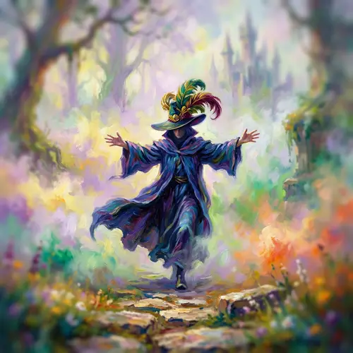 Enigmatic Figure Emerging from Mist - Impressionist Painting