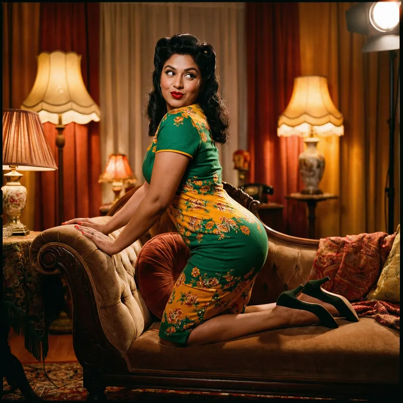 Captivating Seductress in Vintage Pin-Up Art Style