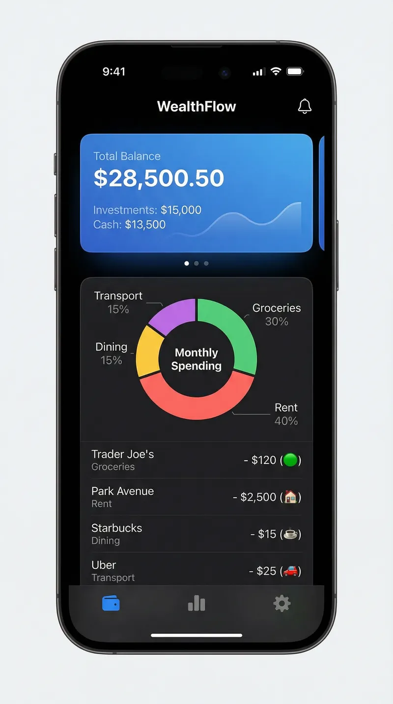 WealthFlow: Modern Personal Finance App UI Design WealthFlow: Modern Personal Finance App UI Design