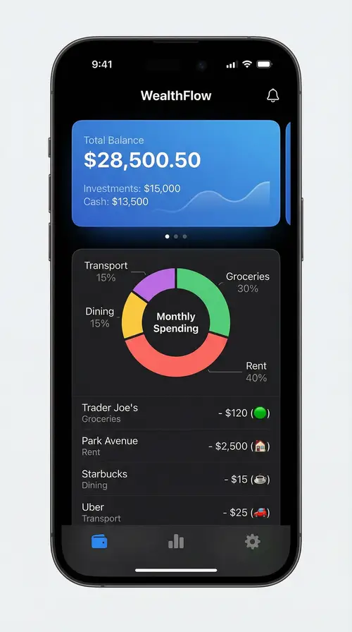 WealthFlow: Modern Personal Finance App UI Design