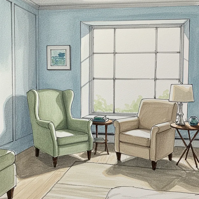 Charming Guest Bedroom Pencil Drawing