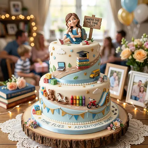 Two-Tier Fondant Cake for a Growing Up Theme