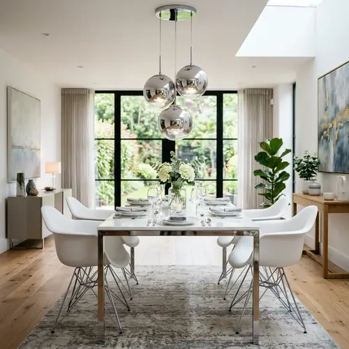 Elegant Modern Dining Room with Chrome Accents