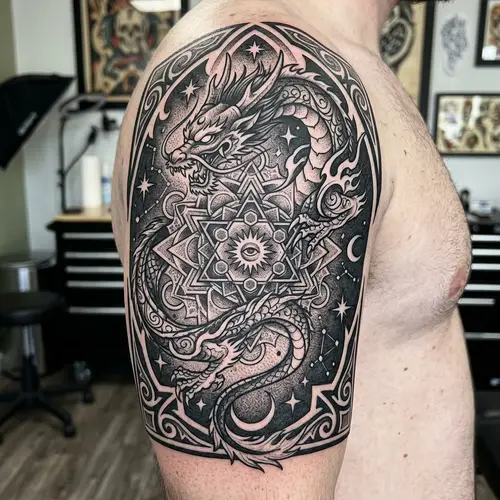 Unique Tattoo Design Ideas | Mythical Dragon & Mandala Theme