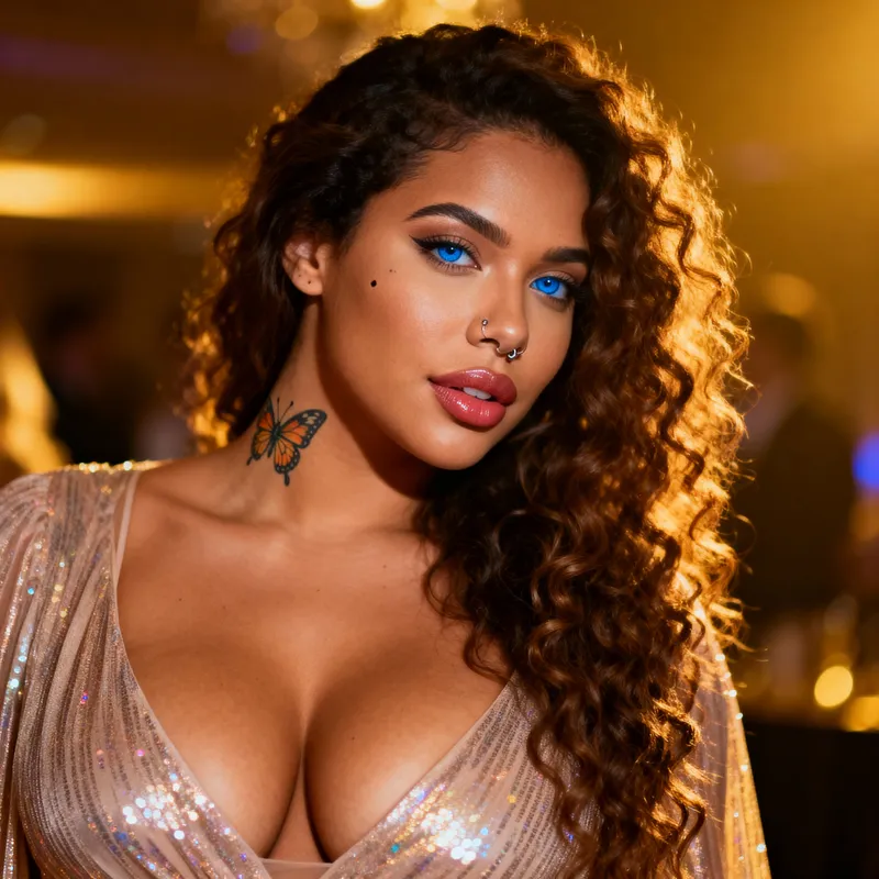 Curvy Girl in a Stylish Long Party Dress