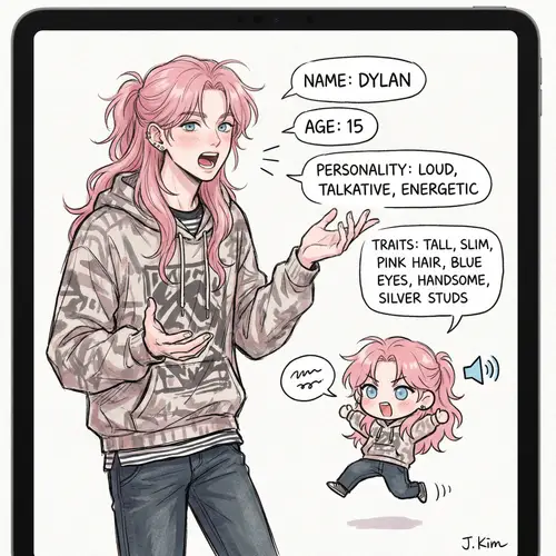 Dylan Character Sheet - Korean Manhwa Style
