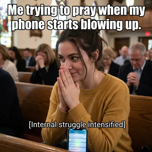 Praying Side-Eyeing Phone Notifications Meme