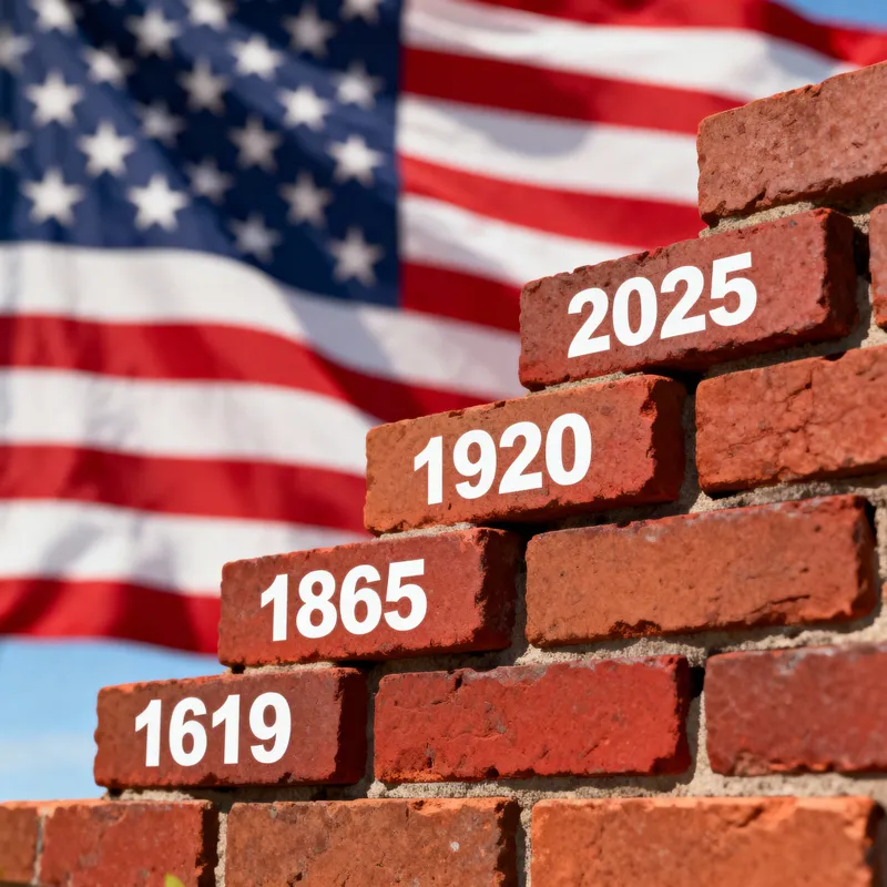Historical Brick Wall with American Flag