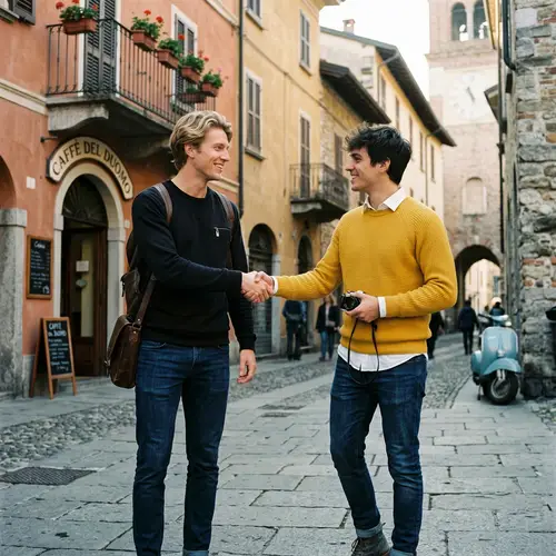 Charming Blond Man and Cool Man in Crema, Italy