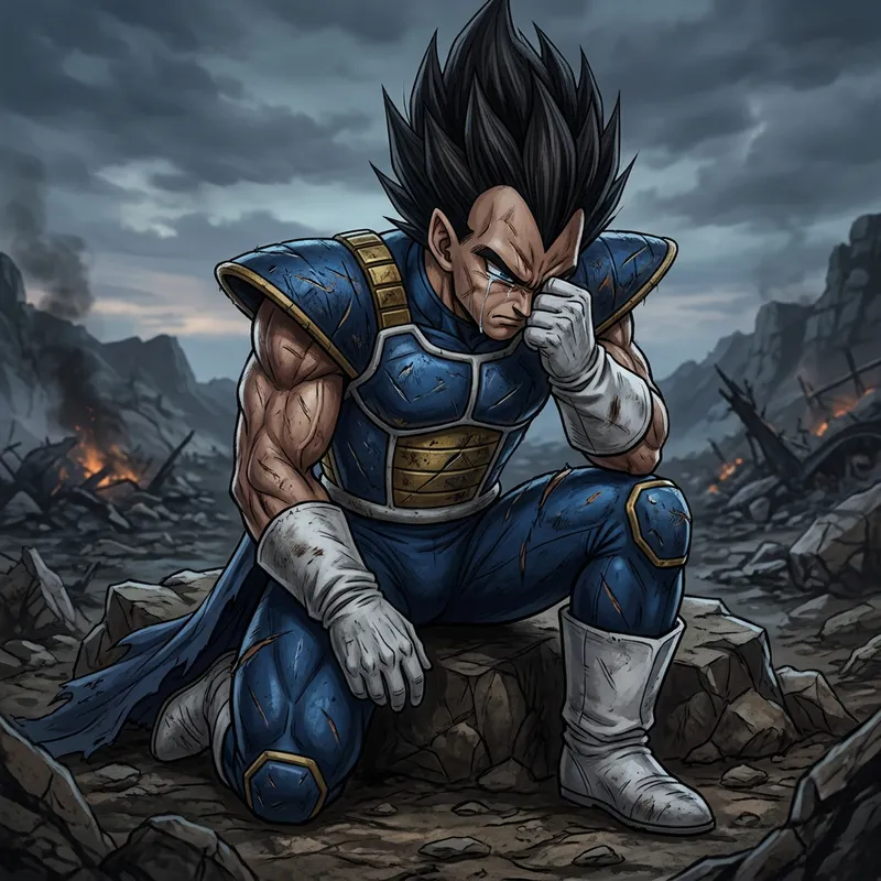 Vegeta Sayain in Blue Armor | Sad Appearance