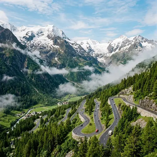 Scenic Mountain Road Amid Verdant Terrain | Majestic Mountains