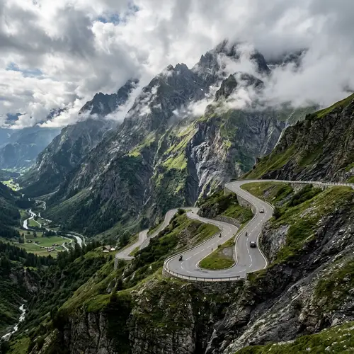 Dramatic High Mountain Road: Beauty and Danger Nature View