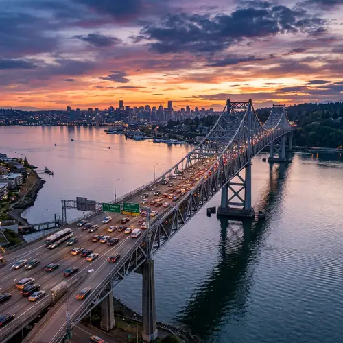 Modern Highway Bridge Over Serene Waters