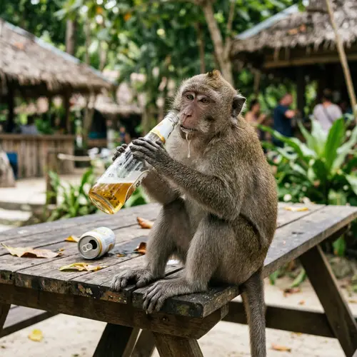 Drunk Monkey Enjoying Beer: Fun and Humor