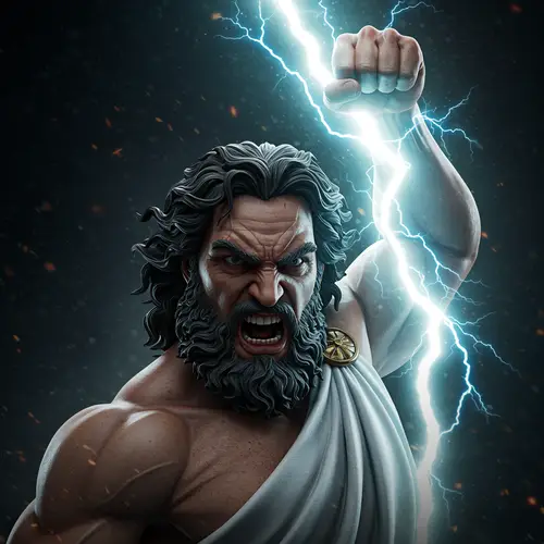 Zeus God Anry with Electric Shock Weapon PNG