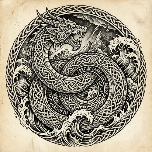 Norse Mythology Midgard Serpent Tattoo Design
