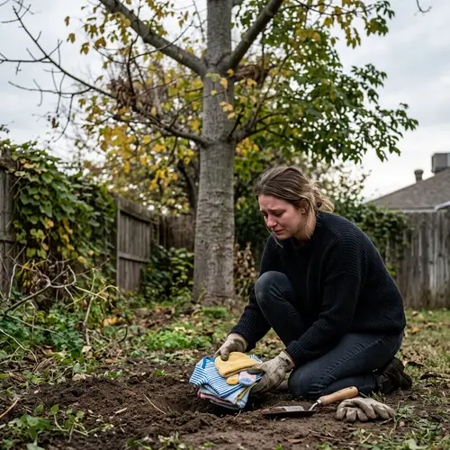 Grieving Mother Buries Baby Clothes Near Cotton Tree