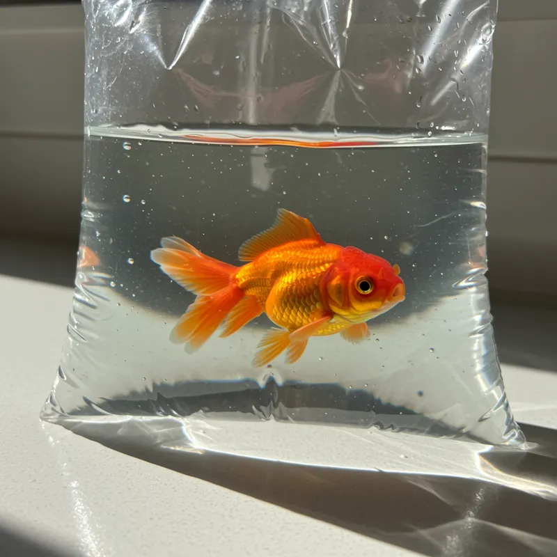 Happy Goldfish in a Bag - Cute Pets