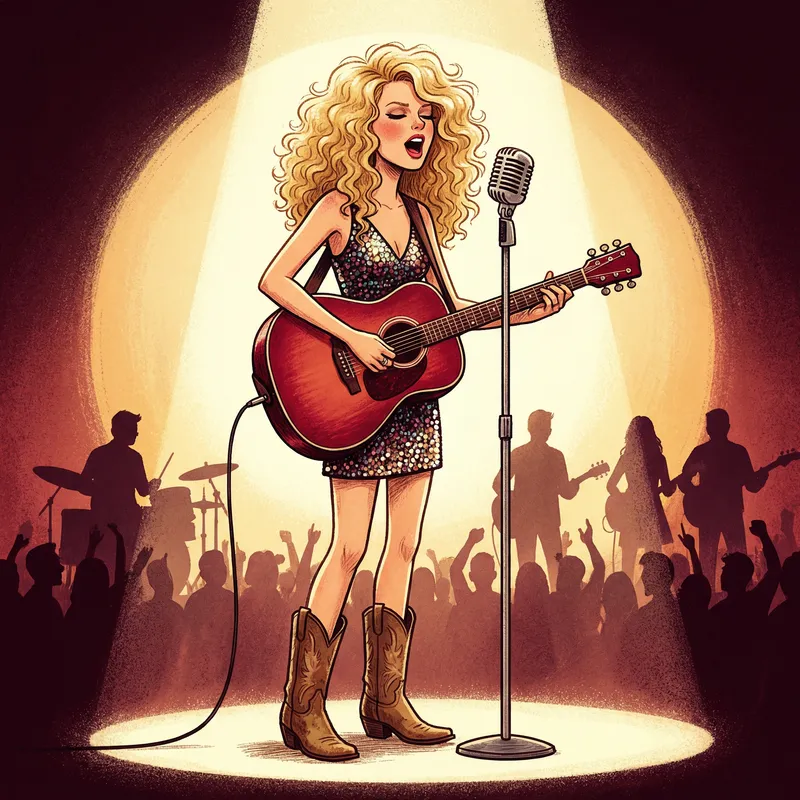 Taylor Swift Illustrations - Red Acoustic Guitar Artworks