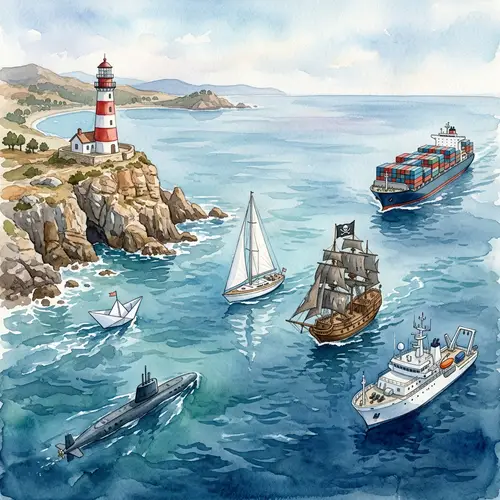 Serene Aerial Watercolor of Sea and Lighthouse