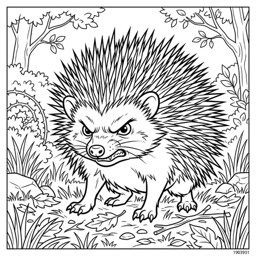 Angry Hedgehog Colouring Page - Fun Printable