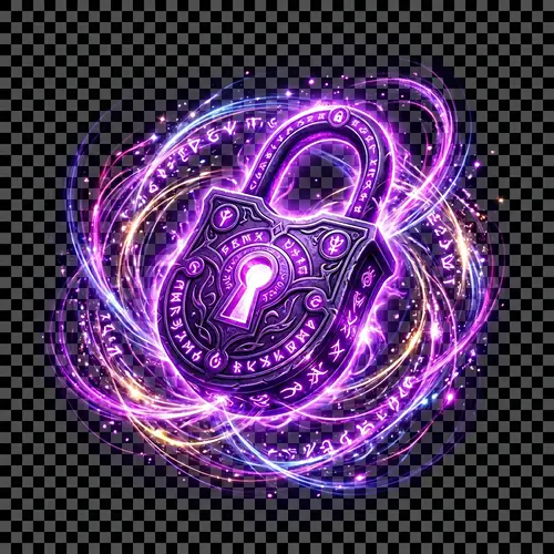Bright Purple Mystical Padlock - Levitating Enchantment