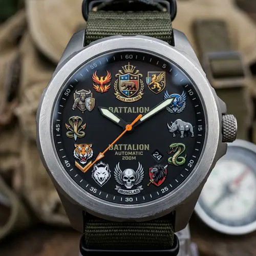 Military Battalion Logos Watch Face for Unique Time Display