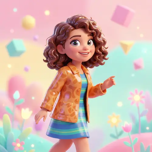Vibrant 3D Pixar-Inspired Female Character Model