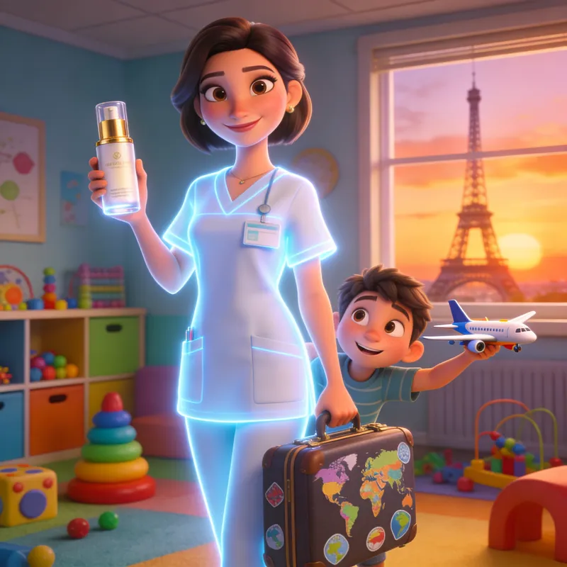 Beautiful Pixar-Style Mother Occupational Therapist
