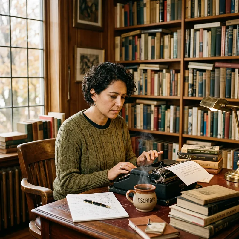 Hispanic Author Engaged in Deep Reflection | Writing Inspiration