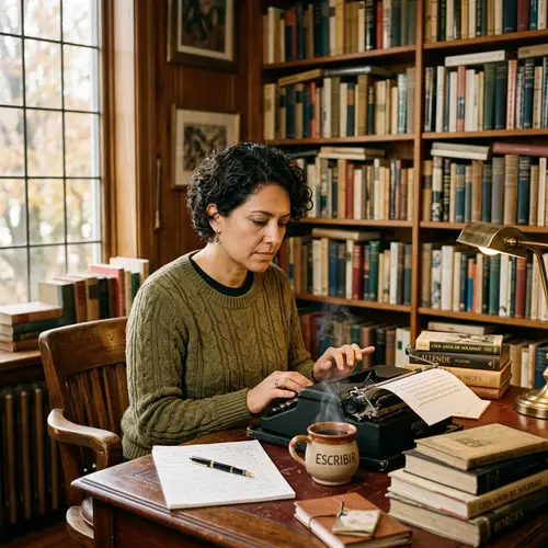 Hispanic Author Immersed in Thought | Writing Inspiration