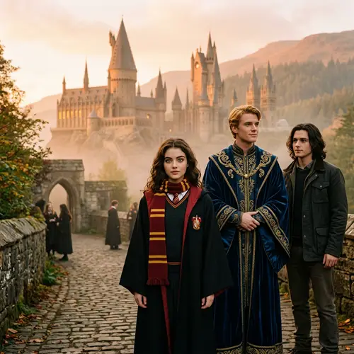 Magical Teenage Girl in Gryffindor Uniform | Realistic Hogwarts Scene