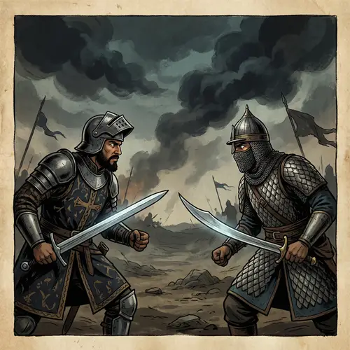 Knights Battle Scene: Hispanic vs Middle-Eastern Warriors