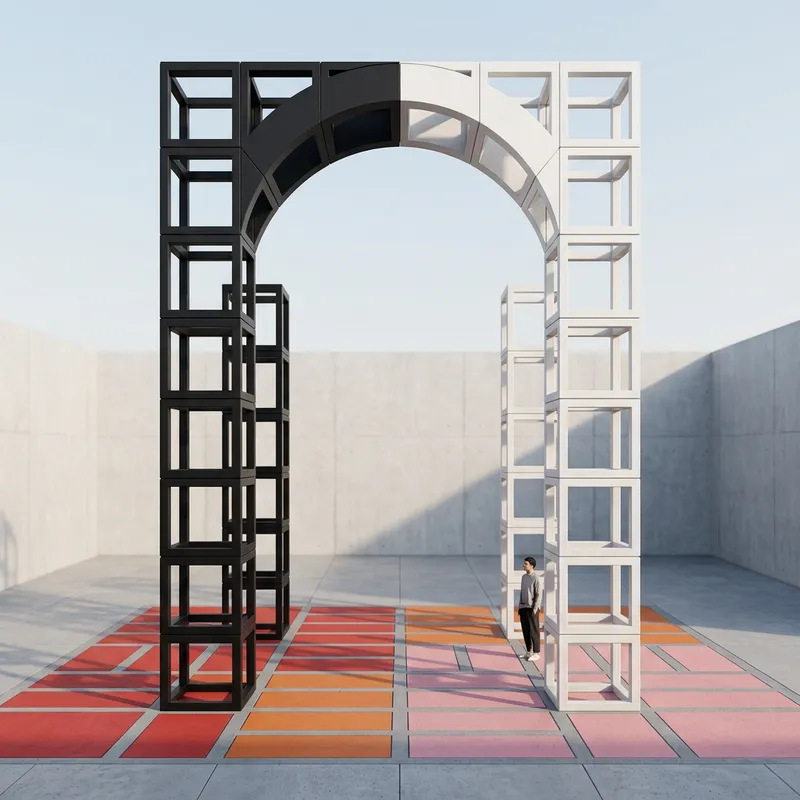 Modern Minimalist Architectural Design with Colorful Base