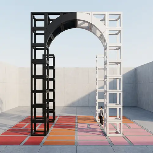 Modern Minimalist Architectural Design with Colorful Base